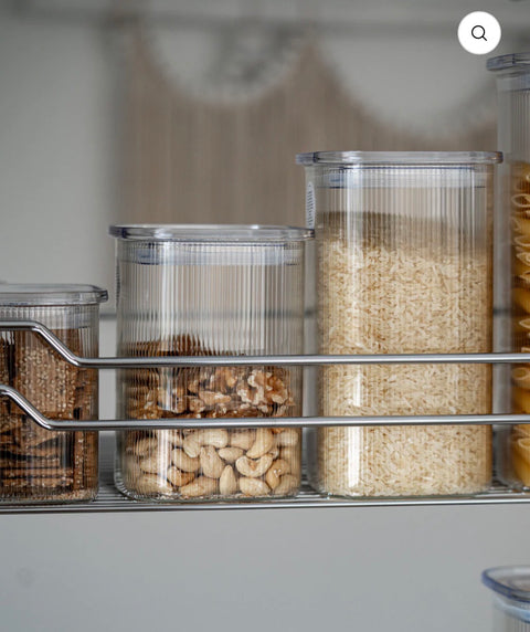 GRAND LOT DE 16 BOITE DE RANGEMENT EN VERRE RAYÉ AVEC COUVERCLE