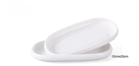 Plats ovales Bondy en céramique blanche brillante – Ensemble de 2