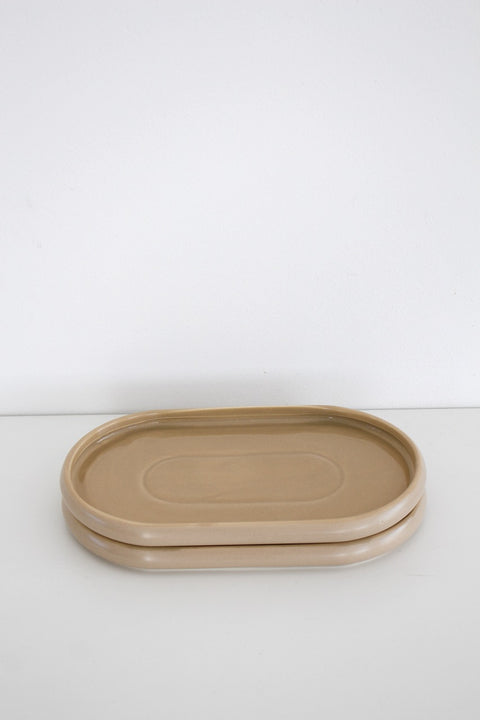 Plat Ovale BONDY Beige - 2 pièces