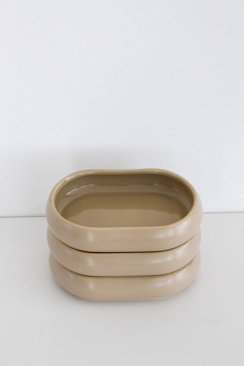 Plat ovale - BONDY BEIGE - LOT DE 3 pièces