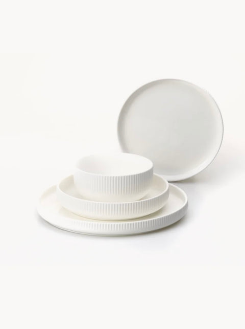 Service à Dîner All White Riffle – 24 Pièces