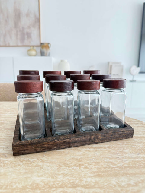 12 Pots à Épices + Étagère