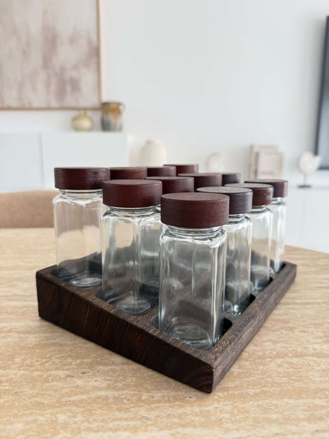 12 Pots à Épices + Étagère