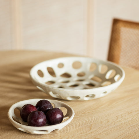 Plat Décoratif Ajouré Nomad – Grès Beige – 32,5 cm