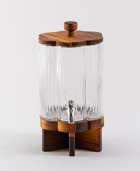 Distributeur de Boisson Verre Strié & Bois d’Acacia 4 litres