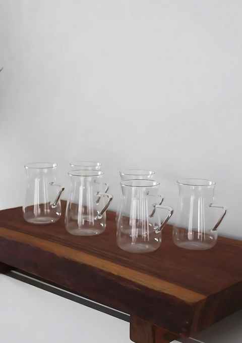 Lot de 6 Verres à Thé avec Anse – 200 ml | Verre Borosilicate Haute Qualité