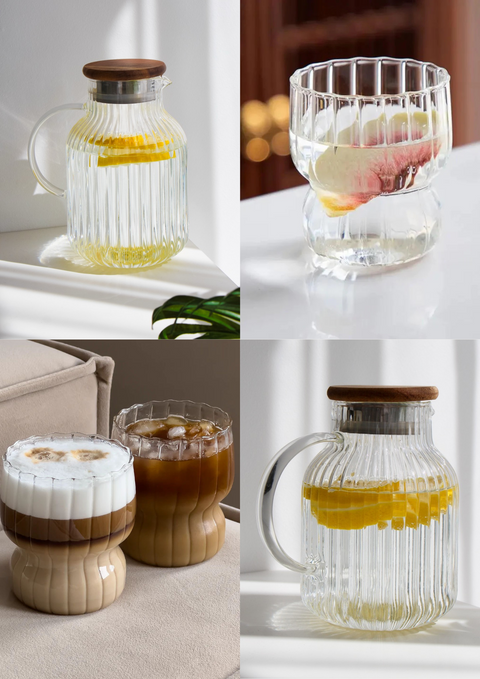 Pack "Fusion Élégante" – 1 Carafe en Verre et 6 Verres