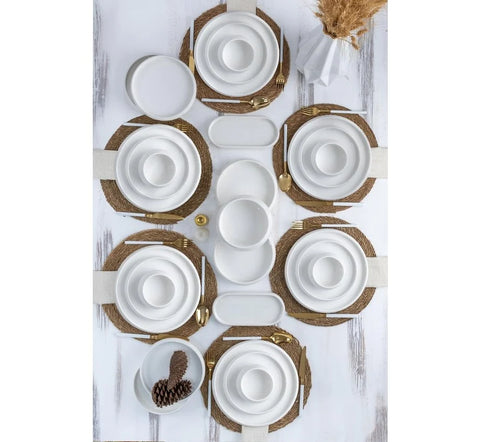 Service à Dîner BONDY  – 25 pièces en Porcelaine Blanche