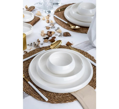 Service à Dîner BONDY  – 25 pièces en Porcelaine Blanche