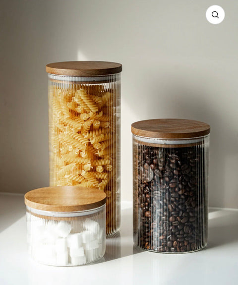 Bocaux hermétiques en verre & bois – 12 pcs - Ena Home