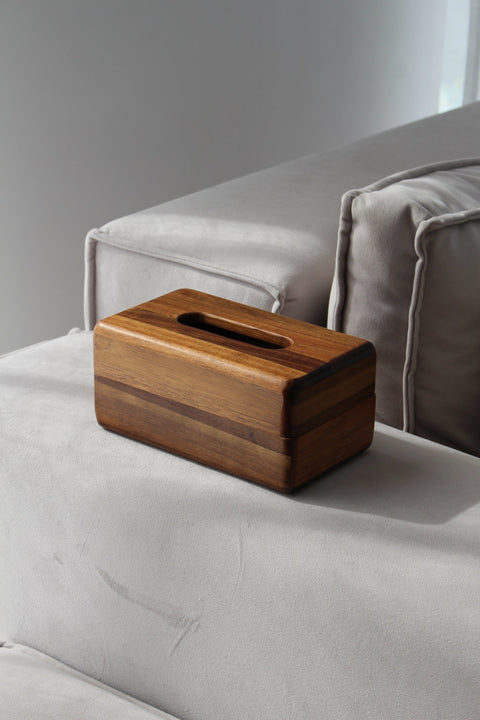 Boîte à mouchoirs en bois d'Acacia — format compact - Ena Home