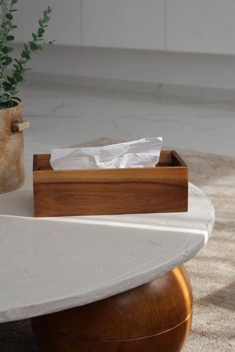 Boîte à mouchoirs en bois d'Acacia — grand format - Ena Home