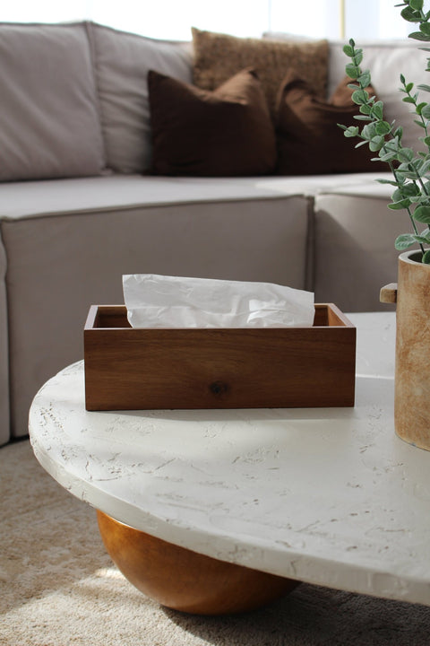 Boîte à mouchoirs en bois d'Acacia — grand format - Ena Home