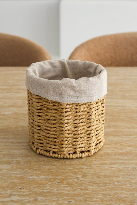 Corbeille Ronde -BOHO- avec Doublure en Lin - Ena Home