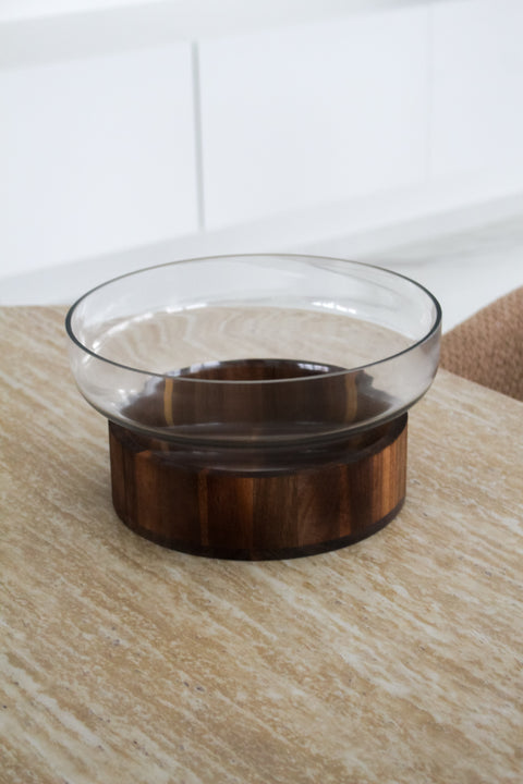 Saladier Alto — verre & base bois