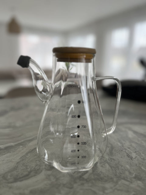 Bouteille à Huile en Verre avec Bouchon Bois – 520 ml
