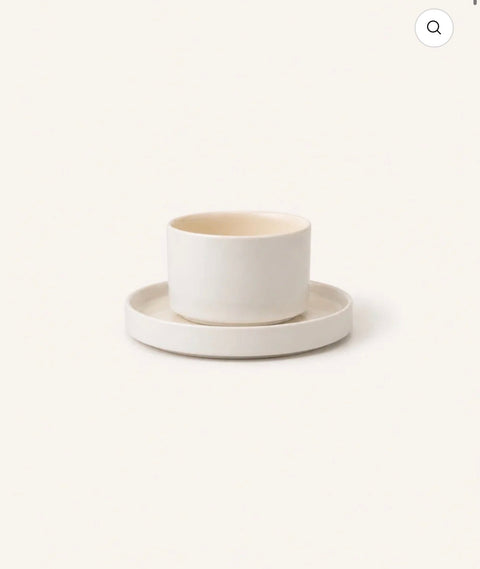 Noa Beige Blanc Set de tasses à café - Ena Home