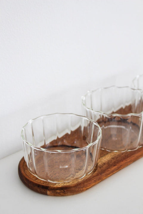 PLAT avec 3 bols en bois d’acacia - Ena Home