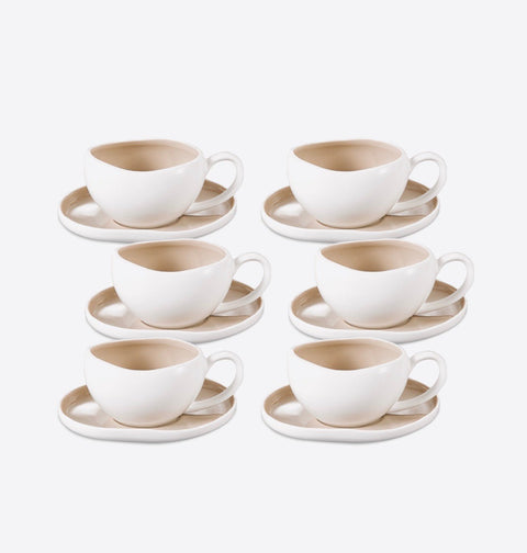 Service à café Curvy Bicolore - 12 pcs - Ena Home