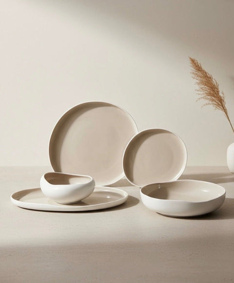 Service à dîner Curvy bicolore 25 pcs - Ena Home