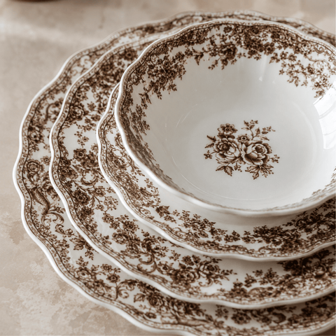 Service à dîner VINTAGE Marron - 26 pcs - Ena Home