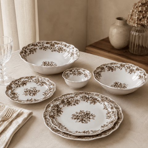 Service à dîner VINTAGE Marron - 26 pcs - Ena Home