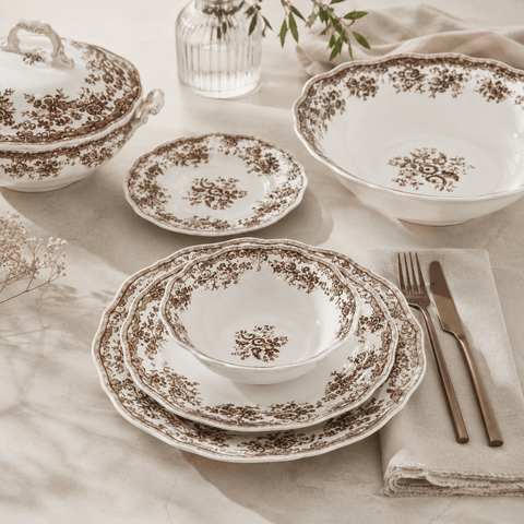 Service à dîner VINTAGE Marron - 26 pcs - Ena Home